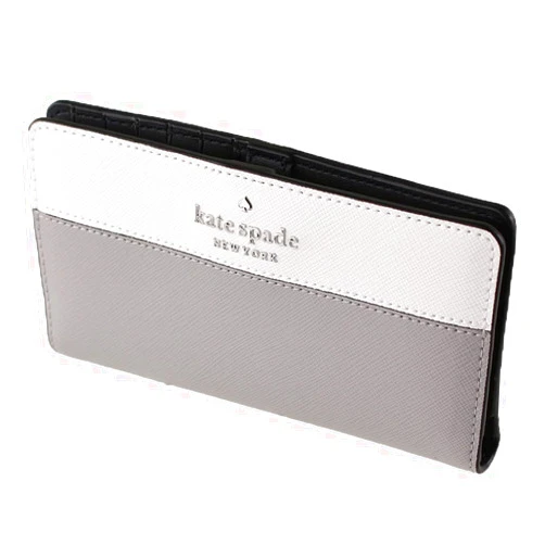 Kate Spade New York Kate Spade Staci Colorblock Large Slim Bifold Wallet in Nimbus Grey White Multi