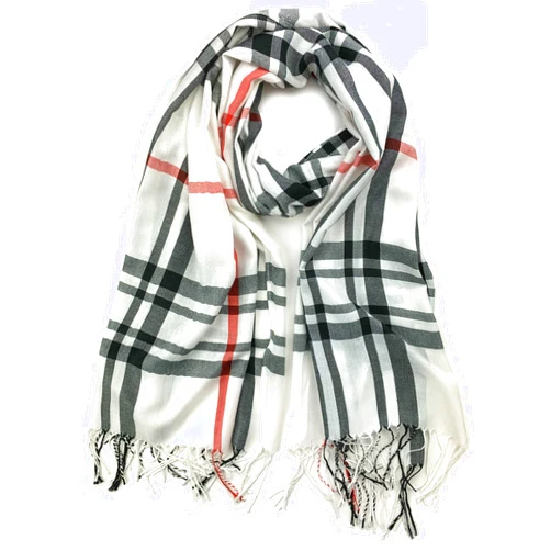 Plum Feathers Luxurious Classic Plaid Pattern Pashmina Blanket Scarf