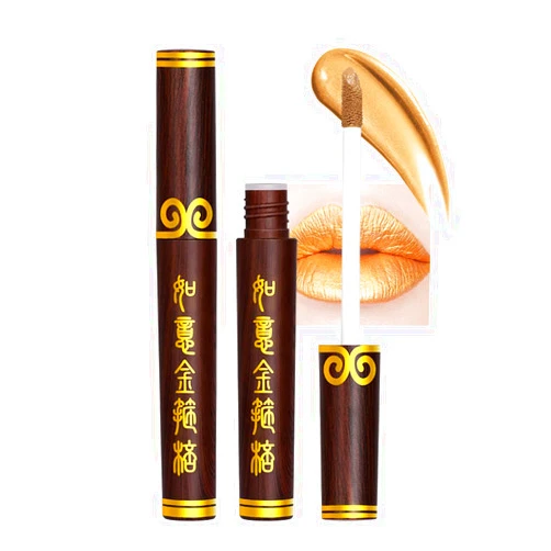 MIESCHER Golden Cudgel Gold Shine Lip Gloss Lipstick Long Lasting, High Shine Liquid Lipsticks for Women Smudgeproof Smooth and Easy to Apply Cruelty-Free Lip Color, 01 Gold Shine