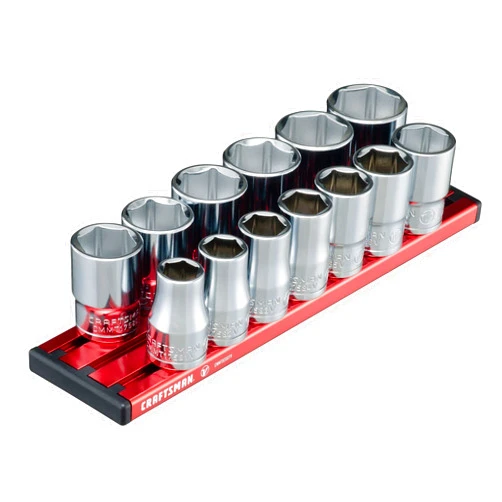 CRAFTSMAN V-SERIES Socket Set, Shallow MM, 1/2 Inch Drive, 13 Piece (CMMT17580V)