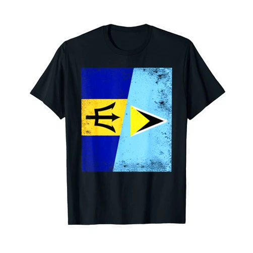 St. Lucia Flag Design Proud Saint Lucia Roots Barbados Saint Lucia Half Flag Bajan Lucian Pride T-Shirt