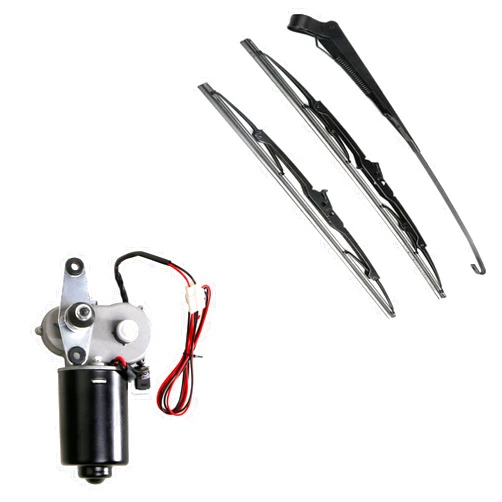 SCHRION UTV Windshield Wiper Kit, Compatible With Polaris Ranger RZR General Golf Cart Snow Plow Tractor Windshield Wiper Kit, Universal 12V Electric Motor 110 Degree Wipe w/1 Arm 2 Blades