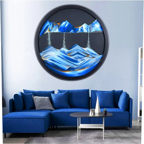 Mtadmai Moving Sand Art, 3D Sand Art Pictures Deep Sea Sandscape Living Room Decoration, 360° Rotate, Glass Crafts Solid Wood Frame, Relaxing Mood Home Office Work Wall Art Decor