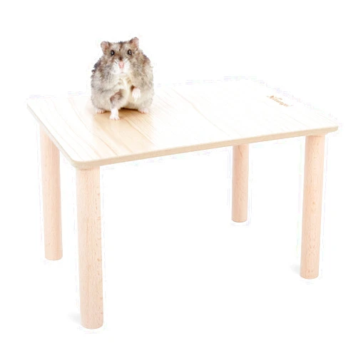 Niteangel Hamster Play Wooden Platform for Dwarf Syrian Hamsters Gerbils Mice Degus or Other Small Pets (11.8 L x 8.2 W - 5.9'' Height, Burlywood)