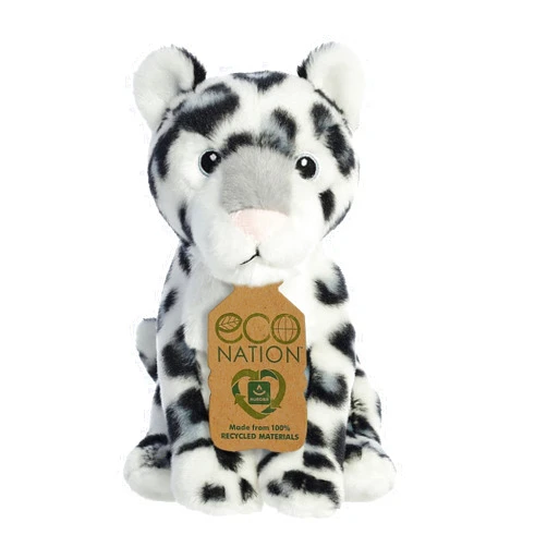 Aurora® Eco-Friendly Eco Nation™ Snow Leopard Stuffed Animal - Environmental Consciousness - Recycled Materials - White 9 Inches