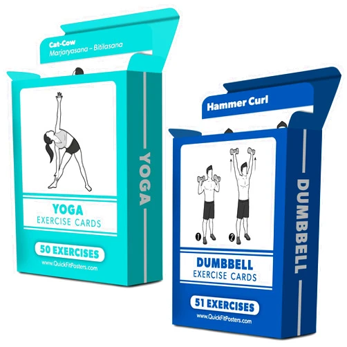 Palace Learning 2 Pack - Dumbbell & Yoga Pose Exercise Cards - Fitness Workout Playing Cards