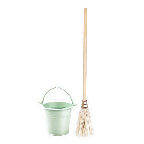 Aizulhomey Metal Miniature Dollhouse Furniture Bucket and Mop Size Suitable for 1:6 Scale Dollhouse Decoration Dollhouse Accessories
