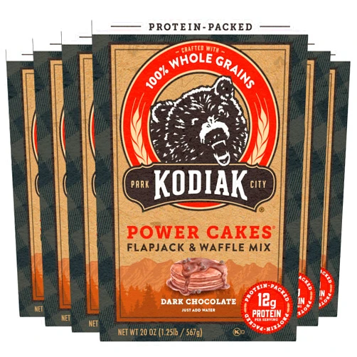 Kodiak Cakes Protein Pancake Power Cakes, Flapjack and Waffle Baking Mix, Dark Chocolate, 18 Ounce (Pack of 6)