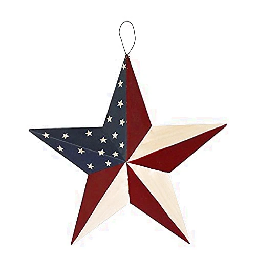 Attraction Design Patriotic Metal Barn Star Wall Decor, 12inch Hanging Country Rustic Metal Star for July 4th Decoration