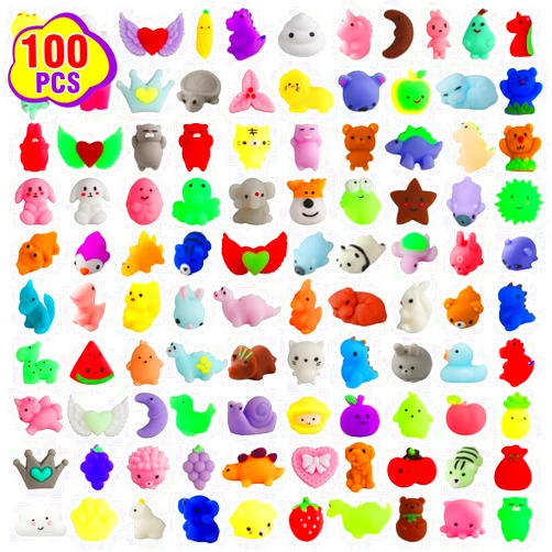 Spolux 100 Pcs Kawaii Squishies Party Favors for Kids 4-8-12, Mochi Squishy Toys Treasure Box Toys for Classroom Prizes,Stress Relief Fidget Toys Birthday Gift for Boys Girls Goodie Bag Pinata Stuffers