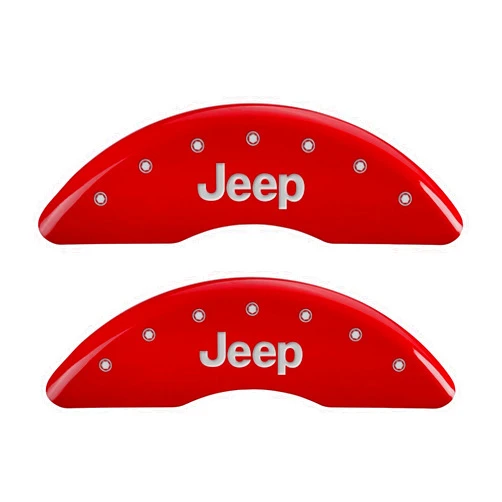 MGP Caliper Covers - Brake Caliper Covers 2014-2023 Jeep Cherokee (Dual Piston) - Front and Rear Set - Red