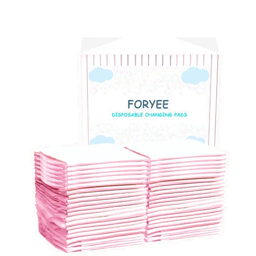 FORYEE Disposable Underpads 17 x 24 Inches (25 Pack) Incontinence Bed Pads Heavy Absorbent Soft Non-Woven Fabric Breathable - Pink
