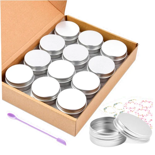 Sopito Aluminum Tin Cans, 24PCS 1/2 Oz Metal Round Tins Containers Screw Lid Small Empty Storage Travel Tin Jars for Candles, Salve, Cosmetics, Spice, Christmas Decorations
