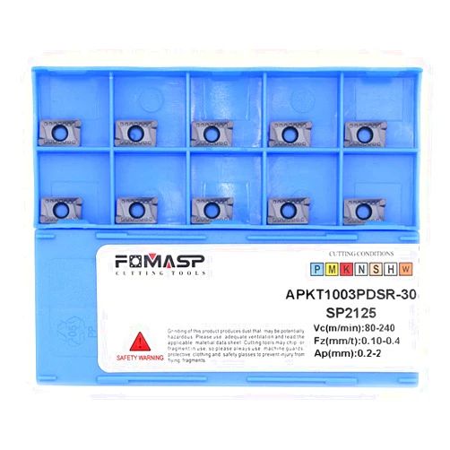 FOMASP CNC Milling Carbide Inserts Steel APKT1003PDSR Fit for Lathe Milling Cutting Tools 10pcs