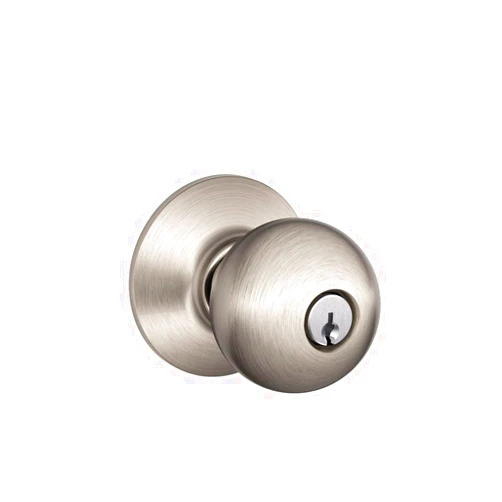 SCHLAGE F51A ORB 619 Orbit Knob Keyed Entry Lock, Satin Nickel