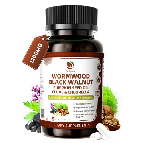 Lukaree Wormwood Black Walnut Cleanse for Human 1200mg – Ultra Gut Cleanse & Digestive Health w/Pumpkin Seed Oil,Clove,Activated Charcoal - for Men & Women Probiotic Capsules -Vegan,60 Count