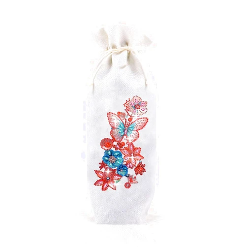 GINTBN DIY 5D Bird Diamond Art Wine Wrapping Bags White Xmas Wine Bottle Bags Covers Crystal Diamond Art Linen Wine Gift Bag Champagne Bags for Christmas Wedding Birthday Party Supplies