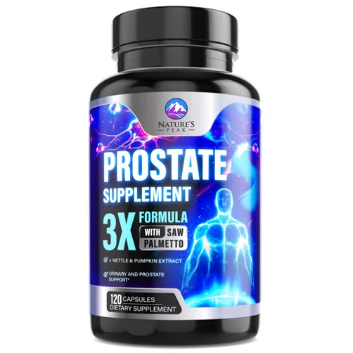 Nature's Peak Prostate Health Supplements for Men - 3X Strength with Saw Palmetto Blend Stinging Nettle Root & Pumpkin Seed Support Complex - Supports Bathroom Trips Prostate & Urinary Health - 120 Capsules