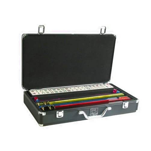 White Swan Mah Jongg Set - Ivory Tiles, Pusher Arms - Black Aluminum Case