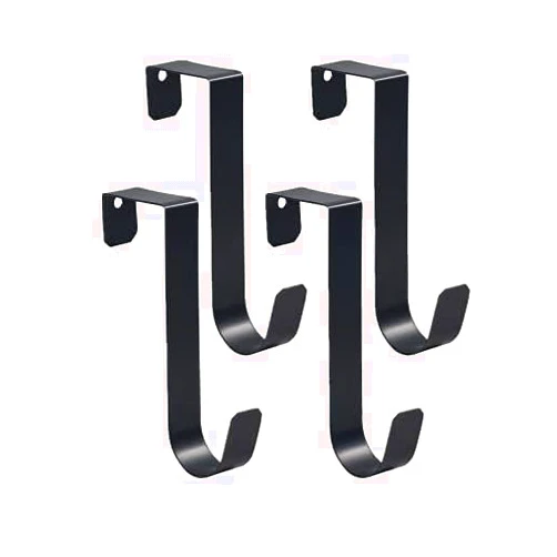 COTOBBTOR Over The Door Hooks, Black Single Sturdy Metal Door Hanger Hooks for Towels, Bathroom, Clothes, Hold up to 7 lbs (4)