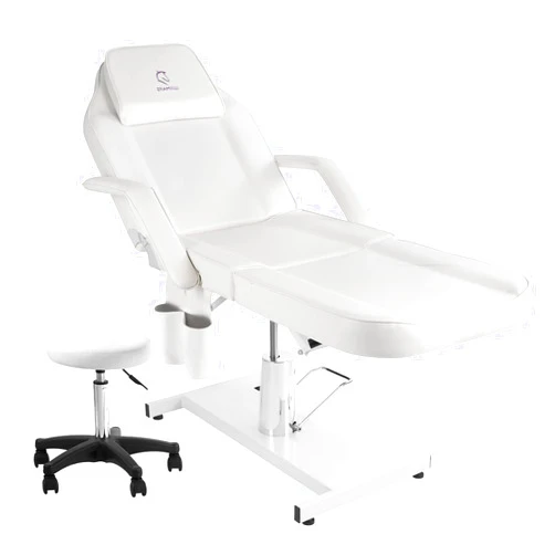 LUXMARS Hydraulic Facial Chair Tattoo Chair Adjustable Professional for Esthetician Beauty Lash Extensions Spa Table Esthetician Chair Spa Beds for Esthetician with Storage Pocket (White)
