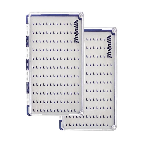Aventik Fly Fishing Box Clear PC Lid Magnetic Closure for trout flies and large streamers. (2PC-Easy Grip Foam)