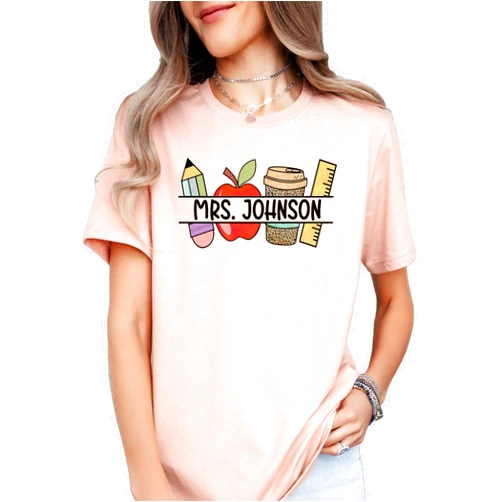 Coreus Custom Teacher Shirt for Teacher Appreciation Gift for Teacher, Customized Name Teacher Shirt, Cute Elementary Teacher Tshirt