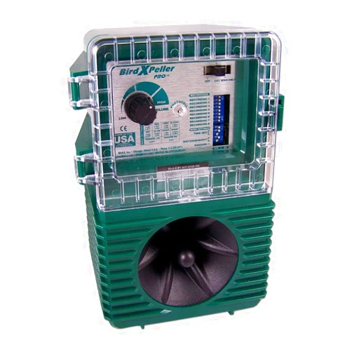 Bird-X Woodpecker PRO Electronic Bird Preventer, Sonic Decoy Device, Perfect for Woodpeckers and Sparrows, Covers up to 1 Acre, 3-5 kHz Frequency, 6