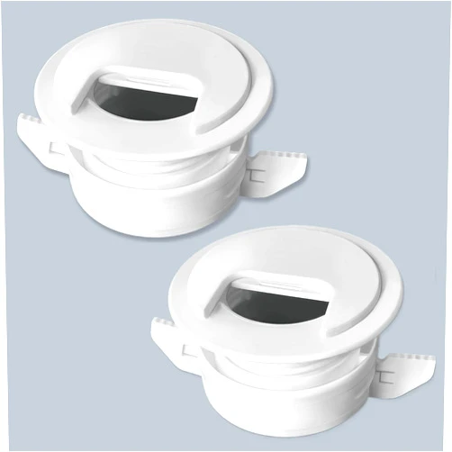 Twist Lock Grommet 2PK White Patented: Only Cable, Wire, Cord Management Tool-Free Self-Securing/Locking Grommet and with Cap Slider, for Walls, Ceilings, Desks - Used for All Surfaces 3/8