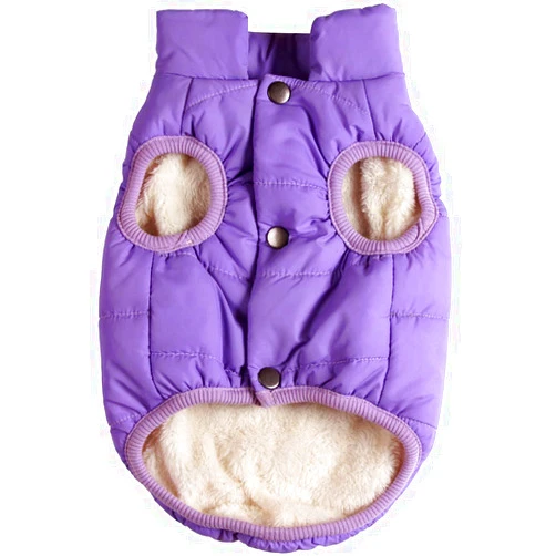 JoyDaog 2 Layers Fleece Lined Warm Dog Jacket for Puppy Winter Cold Weather,Soft Windproof Small Dog Coat,Purple M