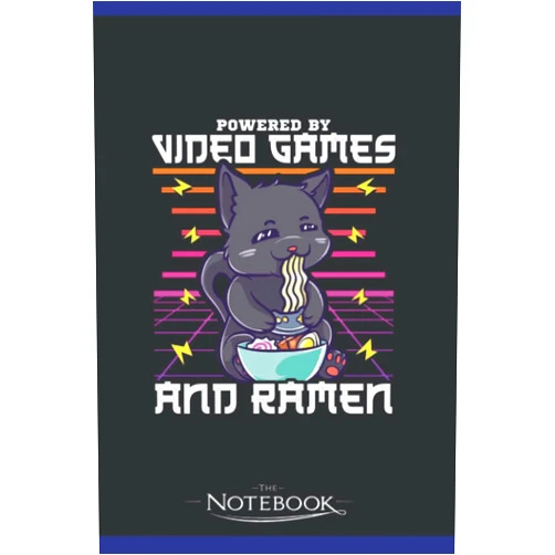 Leslie Reynard Notebook: Powered By Video Games Ramen Anime Cat: Notebook Gifts 120 Pages Lined 6 x 9 inches College Ruled Paper, Planner | Perfect As A Gift for All Ages
