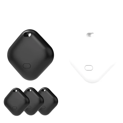 CHZHVAN Item Finder 5 Pack Works with Apple Find My (iOS Only), Waterproof, Replaceable Battery, Lost Mode, Smart Key Finder Locator for Bags, Suitcases, Pet, 4 Black & 1 White