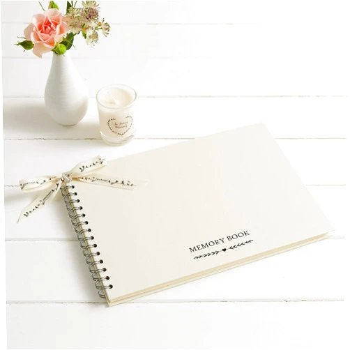 ANGEL & DOVE Large Ivory Funeral Guest Book 12
