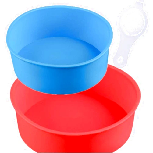 Zswell Round Silicone Cake Mold Baking Bakeware Pan - 6 Inch and 8 Inch - Set of 2 - BPA Free - Kitchen Baking Tool with Egg White Separator