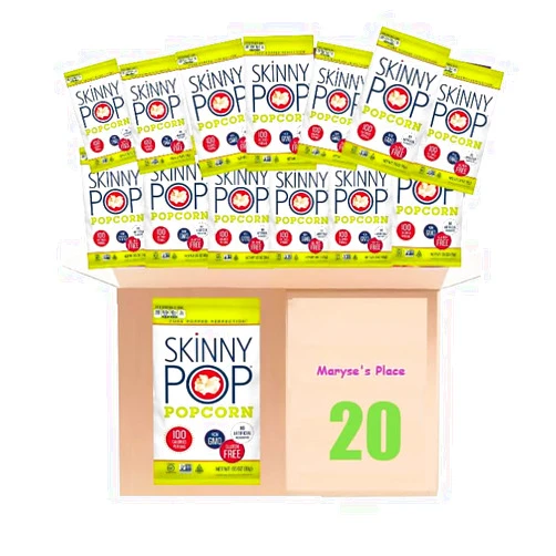 Maryse's Place Skinny Of Pop Individual Popcorn Snacks, 0.65 oz Bags, 20 Count, Original Flavor, Gluten Free