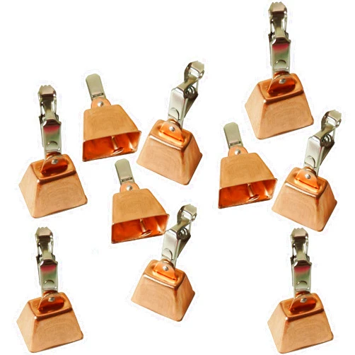 Fish WOW! 10pcs Fishing Copper Bell Alert with Eagle Clamp Clips Baits Alarm Bells