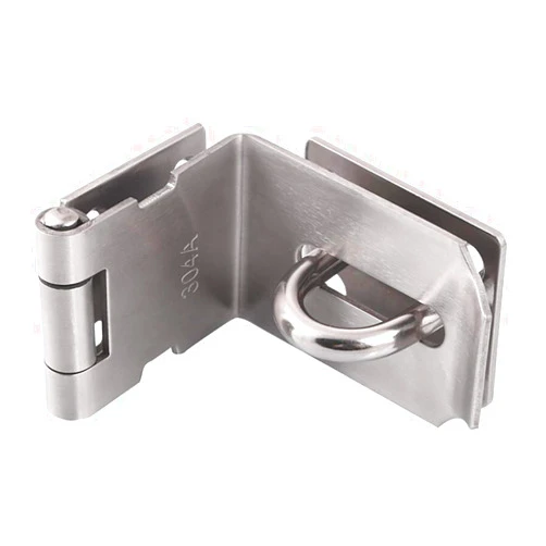 HOWDIA 4 Inch Door Hasp Latch 90 Degree, Stainless Steel Safety Right Angle Padlock Hasp Locking Latch Security Door Clasp Hasp Lock Latch for Push/Sliding/Barn Door, 2mm Thick, Brushed Silver