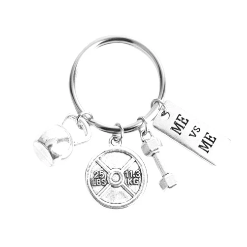 Kefley Bday Christmas Fitness Gifts for Women & Men - Weight Loss & Weightlifting Gift for Bodybuilder - Me vs Me Fitness Keychain