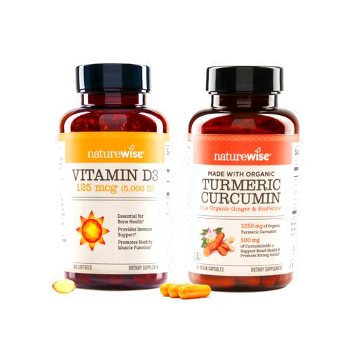 NatureWise Vitamin D3 5000iu (125 mcg) 1 Year Supply for Healthy Muscle Function Curcumin Turmeric 2250mg | 95% Curcuminoids & BioPerine Black Pepper Extract