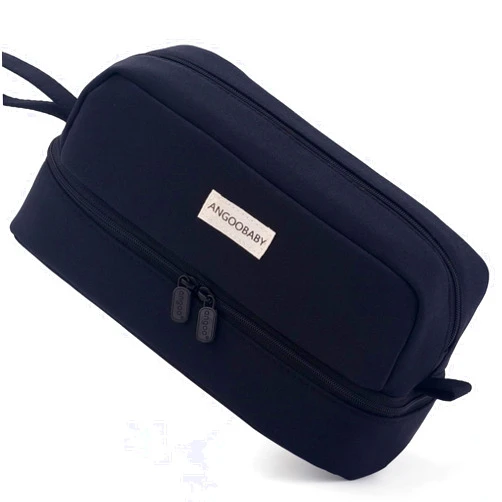 ANGOOBABY Big Capacity Large Pencil Case Canvas Pen Pouch Bag with 2 Compartments for Girls Boys Teen School Students Adults - Black
