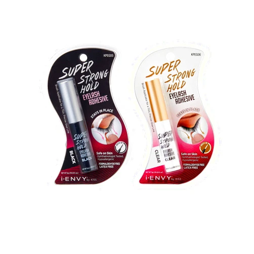 KISS i-Envy by Kiss Super Strong Eyelash Adhesive Black (KPEG05) & Clear (KPEG06) Combo Pack Brush On Latex Free