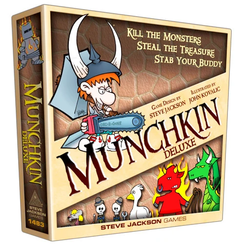 Steve Jackson Games Munchkin Deluxe Board Game (Base Game), Family Board & Card Game, Adults, Kids, & Fantasy Roleplaying Game, Ages 10+, 3-6 Players, Avg Play Time 120 Min, From Steve Jackson Games