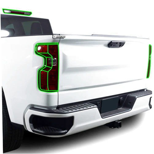 BOGAR TECH DESIGNS Full Rear Taillight Reflector Sidemarker Tint Kit Compatible with Chevy Silverado 2019-2025, Dark Smoke