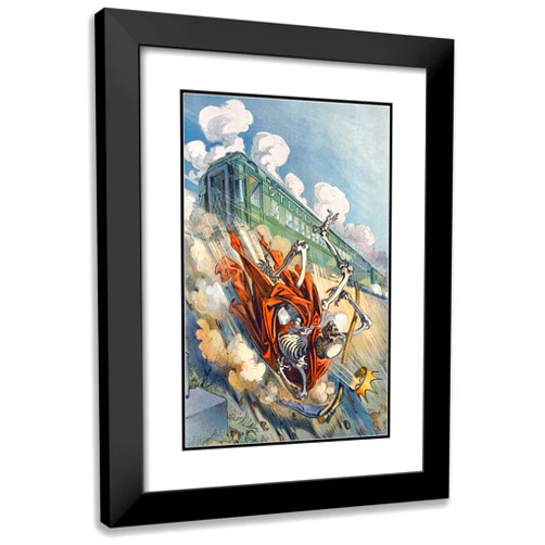ArtDirect Udo Keppler 13x18 Black Modern Frame and Double Matted Museum Art Print Titled - O Death, Where is Thy Sting (1913)