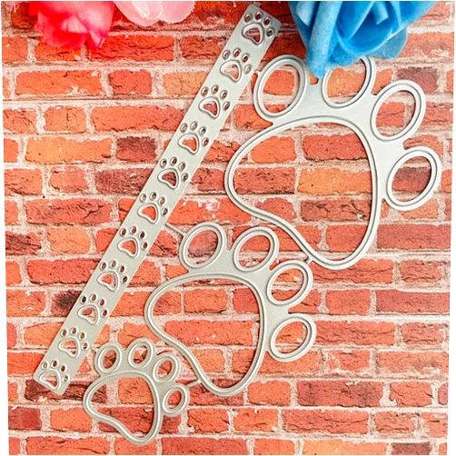 BeetirryHu Footprint Frame Metal Die Cuts, Animal Paw Frame Metal Cutting Dies Cut Stencils Card Paper Craft DIY Template Metal Cutting Dies Album Embossing Paper Dies for Card Making Scrapbooking