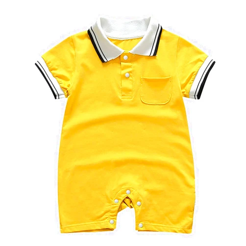 GAJKAHF Baby Boys Solid Color Polo Onesie Button Lapel Collar Bodysuit Casual Short Sleeve Romper Jumpsuit Summer Clothes