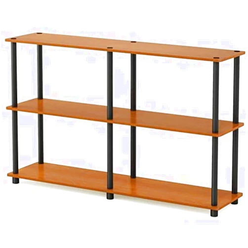 Furinno 99634LC/BK Turn-N-Tube 3-Tier Double Size Storage Display Rack, Light Cherry/Black
