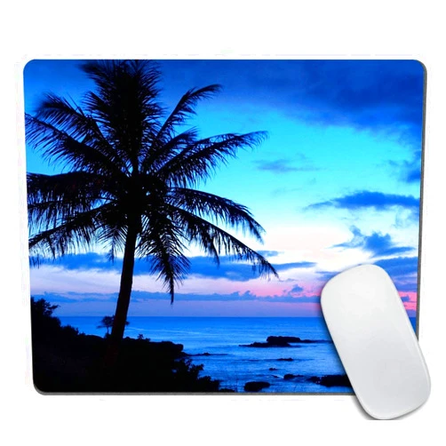 Amcove Tropical Paradise Ocean Beach Scene with Palm Trees Mouse pad Gaming Mouse pad Mousepad Nonslip Rubber Backing
