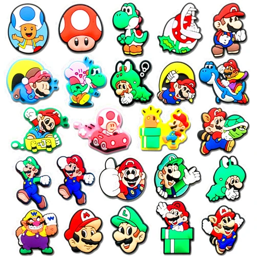 Isuqincey 24Pcs Cartoon Game Shoe Charms for Clogs Sandals Decoration, Shoe Accessories Charms for Adults Party Favors