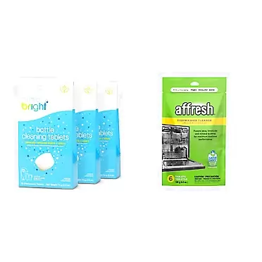BOTTLE BRIGHT 3 Pack (36 Tablets) - Water Bottle, Container & Hydration Pack Cleaning Tablet & Affresh Dishwasher Cleaner, Helps Remove Limescale and Odor-Causing Residue, 6 Tablets